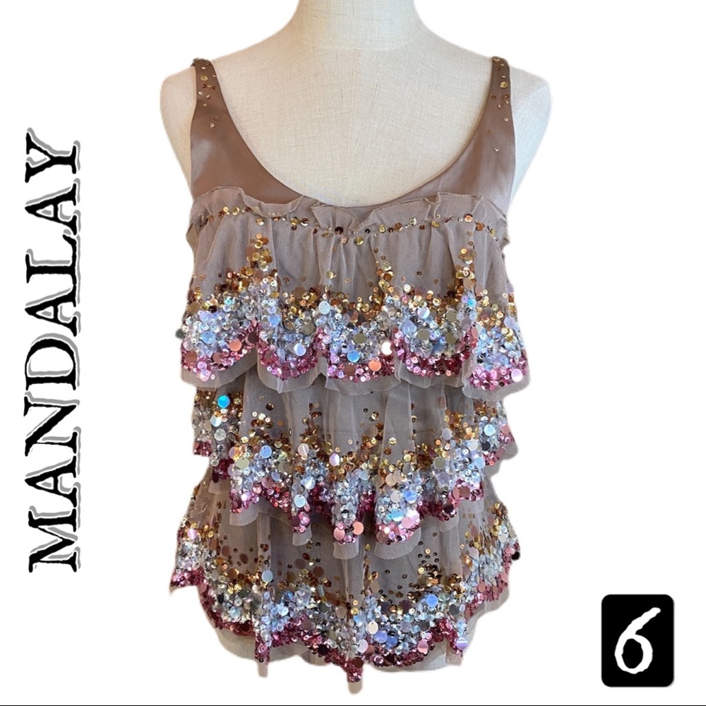 Mándalay Sequin Satin Layered Top 6